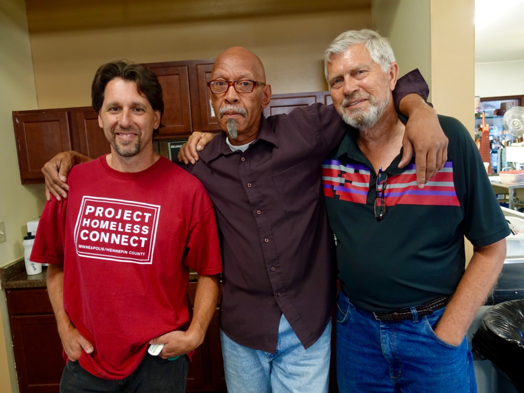 Three friends at Peace House